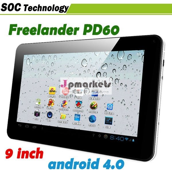 9インチのタブレットのPCのアンドロイド4.0のFreelander PD60 Allwinner A13のフラッシュ11.0の容量性タッチ画面のカメラWIFI 3G問屋・仕入れ・卸・卸売り