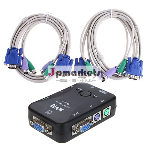 ポートkvmスイッチ2ps/2コントローラケーブル2本で1920×1440pc用問屋・仕入れ・卸・卸売り