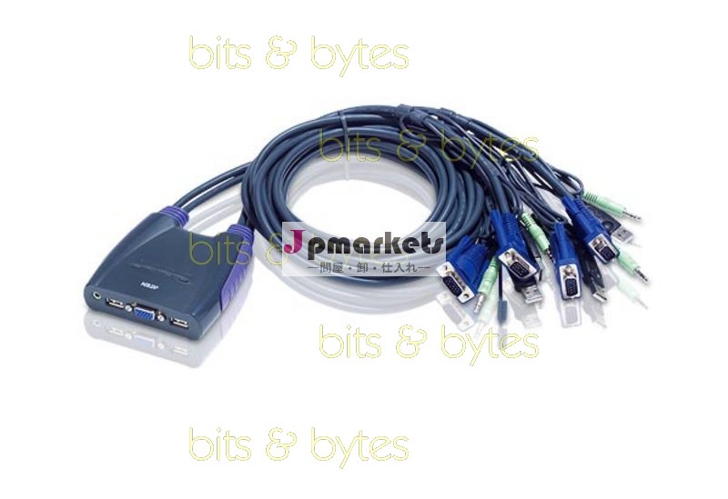 Atencs-64u4ポートkvmスイッチ- 2xusb、 1xvga、 スピーカー用プラグ- 1xjack0.9メートルのケーブルが含まれてい問屋・仕入れ・卸・卸売り