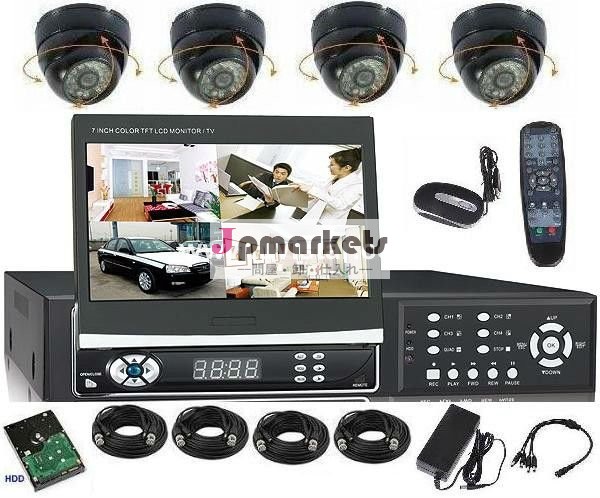 7つの" TFTのモニター500GB HDDのホームセキュリティーシステムが付いている4CH MJPEG CCTV DVR問屋・仕入れ・卸・卸売り