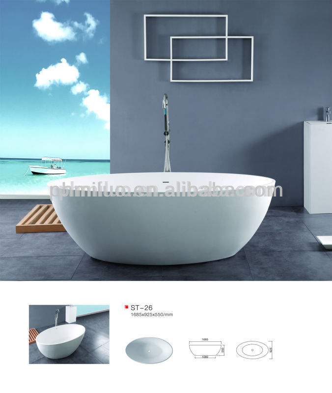Solid Surface Oval Freestanding Bathtub-white cast stone bathtub問屋・仕入れ・卸・卸売り