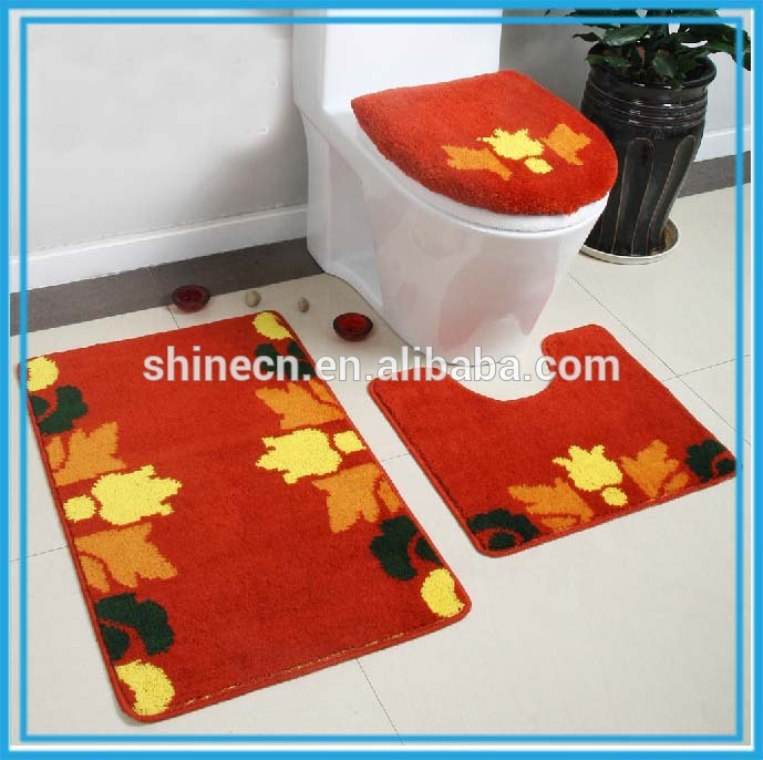 赤い花のファッションデザインヨーロッパの冬暖かいスタイル4個トイレ便座カバー内装の敷物問屋・仕入れ・卸・卸売り