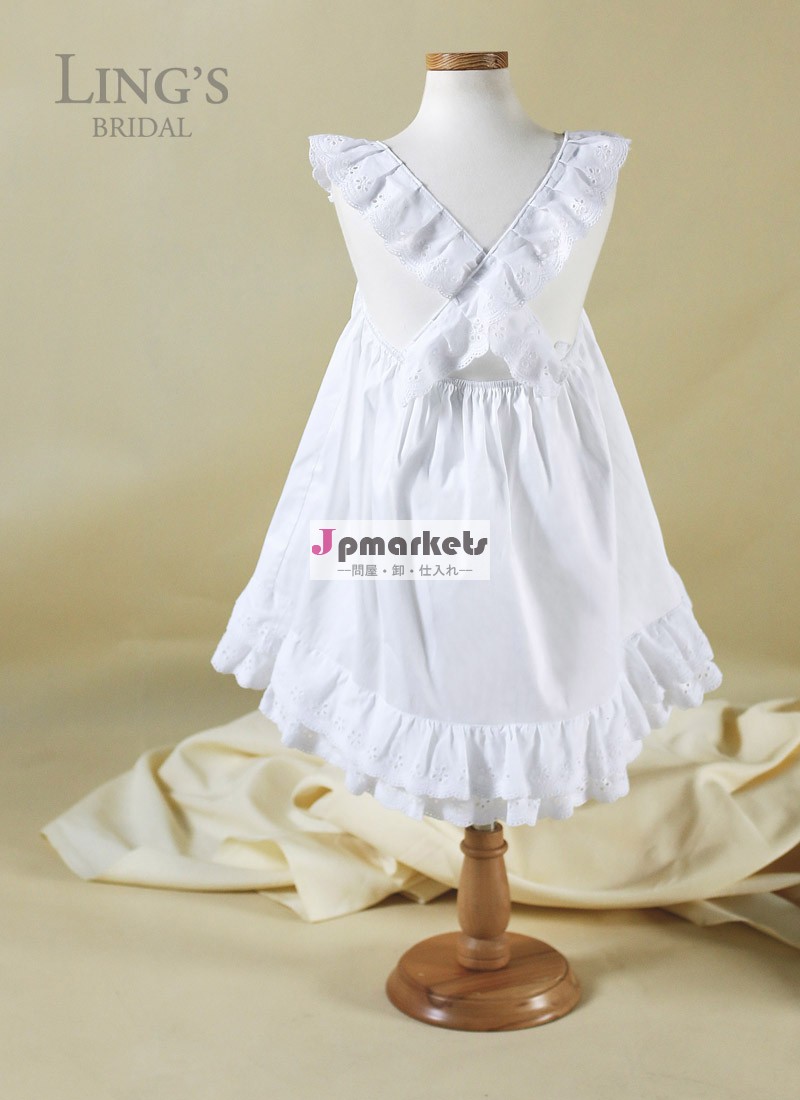 の綿の国カウボーイling's白いレースのフラワーガールのドレスのフリルのために- 子供十代の子供幼児の女の子問屋・仕入れ・卸・卸売り