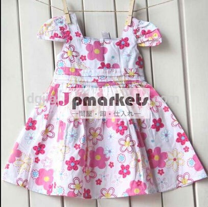 赤い花のドレスの綿卸売ドレス印刷された子供のための問屋・仕入れ・卸・卸売り