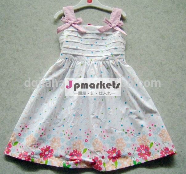 熱い販売! 色の花の女の子のドレスbeautiy綿プリントのベビー服のスカート問屋・仕入れ・卸・卸売り