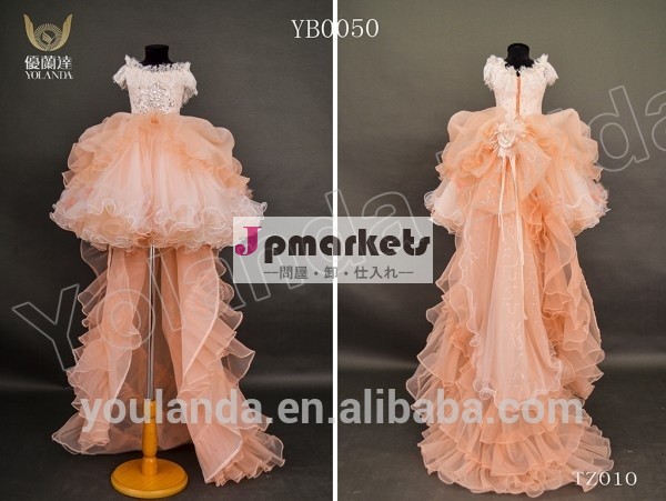 トップ新しいファッション長い・短いフロントバックフラワーガールのドレスのドレスフラワーガールのドレス、 実際の映像ふくらんでいる問屋・仕入れ・卸・卸売り