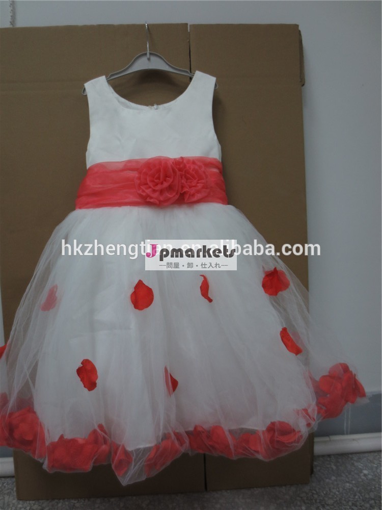赤いリボン2014年bestdress正式な結婚式の花嫁介添人フラワー11年の女児用ドレス問屋・仕入れ・卸・卸売り