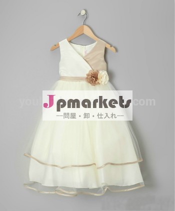 2014年白a- ラインのための赤ん坊の服子供の結婚式の夜会服のフラワーガールのドレス問屋・仕入れ・卸・卸売り