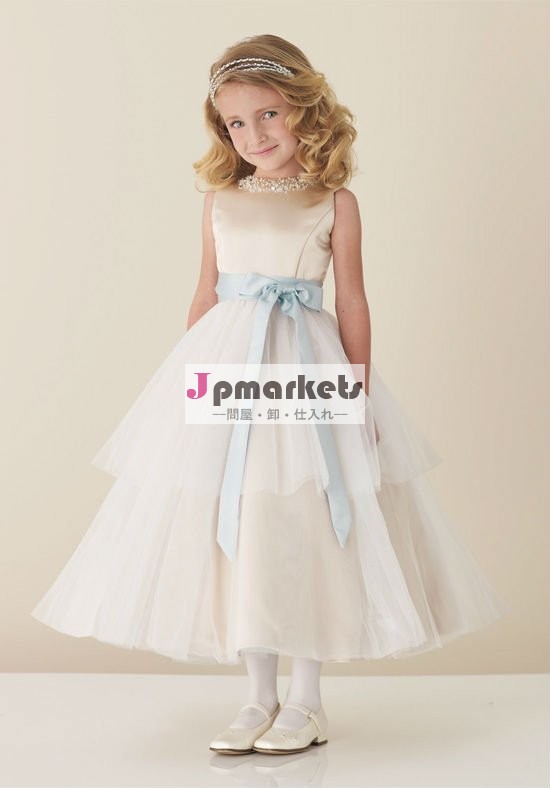 2012新しい子供はサテンのAラインの結婚式のために服を着る着く問屋・仕入れ・卸・卸売り