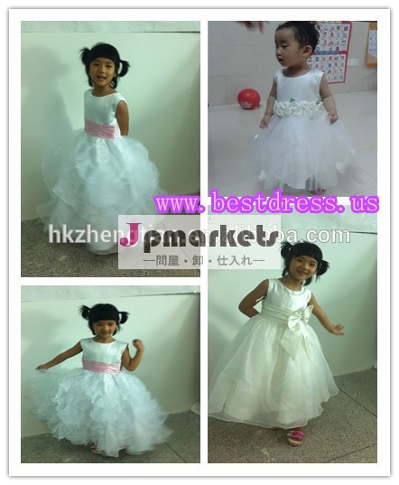 カスタムメイドbestdress2014年中国の最新の美しいa- ラインオーガンザflowergirlドレス熱い販売問屋・仕入れ・卸・卸売り