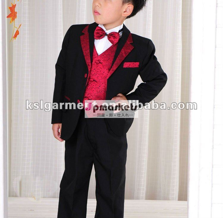 男の子の結婚式のスーツの熱い販売の最高品質の赤いエッジ男の子のスーツセット問屋・仕入れ・卸・卸売り