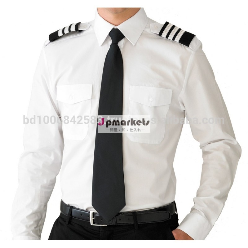航空会社のパイロットの高品質シャツポリエステル65％綿35％問屋・仕入れ・卸・卸売り