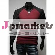 レザースリーブt- シャツ- トン市- 袖付きのtシャツレザー革のポケット付きのtシャツ- ファッションレザースリーブtシャツ問屋・仕入れ・卸・卸売り