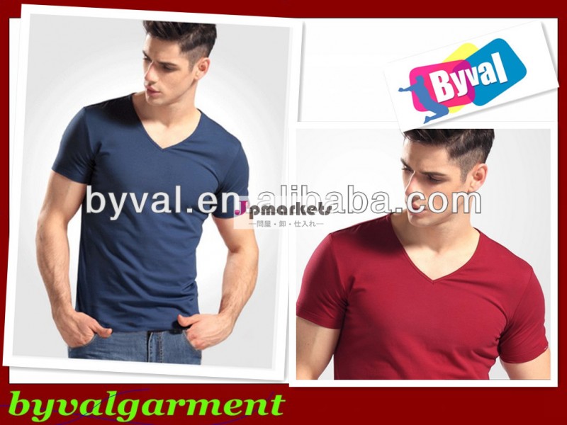 安いプレーン高品質ブランクvネックt- シャツオーガニックコットン100％男性用tシャツ問屋・仕入れ・卸・卸売り