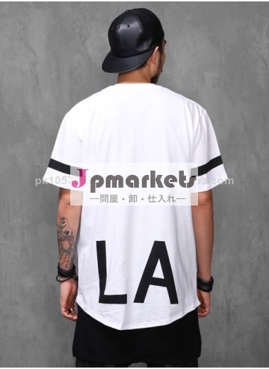 高品質のファッションで伸長底部印刷ジップ- 2014年緑色のtシャツ安い卸売細長いt- シャツはelong薄いブランク問屋・仕入れ・卸・卸売り
