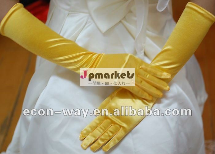 新しいレースおよび伸縮性があるサテンは結婚式の花嫁の手袋を黄色にする問屋・仕入れ・卸・卸売り