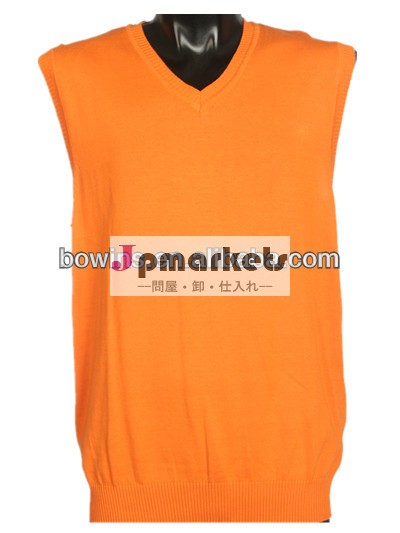 鮮やかなオレンジ色のカスタム無地vネック男性用のセーターのベスト問屋・仕入れ・卸・卸売り