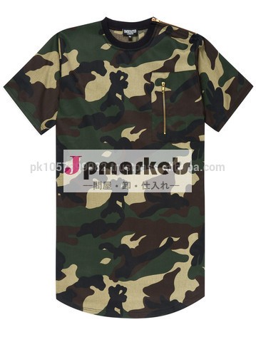 細長い迷彩tシャツファッションカスタマイズされた細長いt- シャツ問屋・仕入れ・卸・卸売り