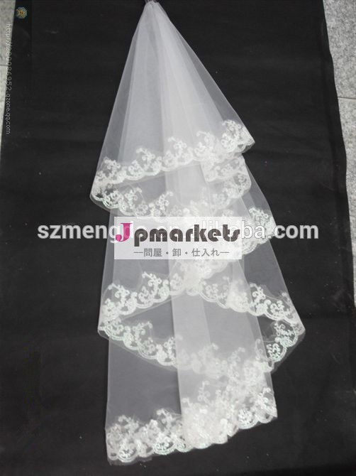 新しい白sofeveils2014女性の結婚式チュールレースの刺繍問屋・仕入れ・卸・卸売り