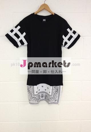 ファッション袖を昇華細長いtシャツ- 色の組み合わせの着信音細長いファッションデザインのカップルのtシャツ問屋・仕入れ・卸・卸売り