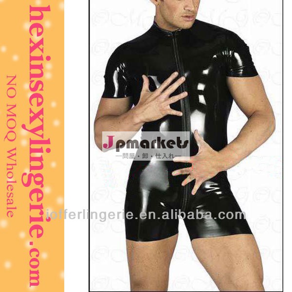 黒ジッパー男性用セクシーなpvcキャットスーツ問屋・仕入れ・卸・卸売り