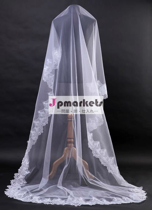 ホワイトアイボリー1tエッジエレガントなレースの花嫁のウェディングドレス結婚式のベールの大聖堂問屋・仕入れ・卸・卸売り