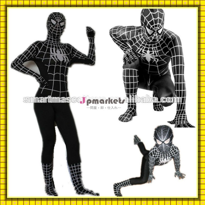 ゼンタイスーツ通気性売れ筋モーフスーツ大人と子供サイズの販売のための黒いスパイダーマン衣装問屋・仕入れ・卸・卸売り