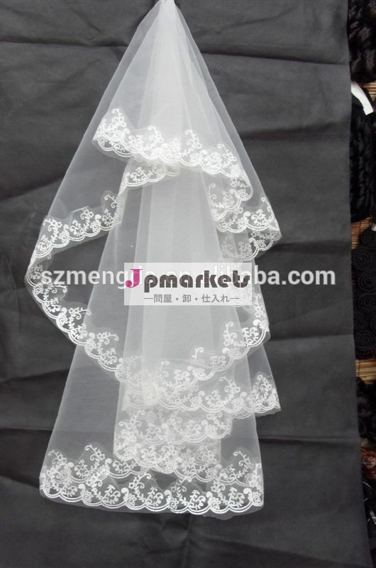 新しい白sofeveils2014チュールレースパターンの結婚問屋・仕入れ・卸・卸売り