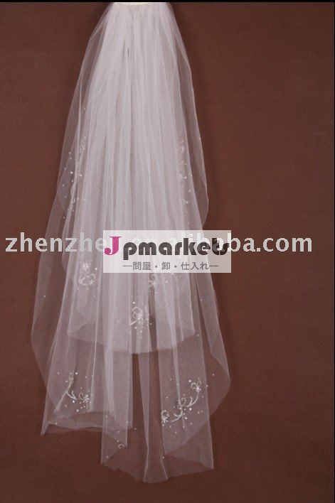 2011新しい網、beadingsの不足分、刺繍の結婚式のベールV-2問屋・仕入れ・卸・卸売り