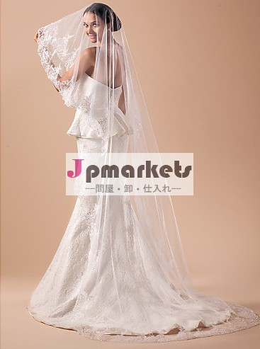 Vvl006豪華な1- 層大聖堂と結婚式のベールのレースアップリケエッジ問屋・仕入れ・卸・卸売り