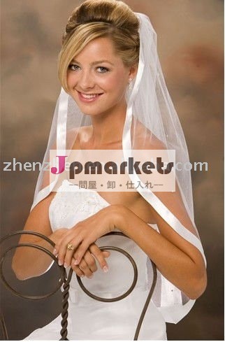 2011年新しいものの層、リボンの端の結婚式のベールV-56のテュルの網の問屋・仕入れ・卸・卸売り