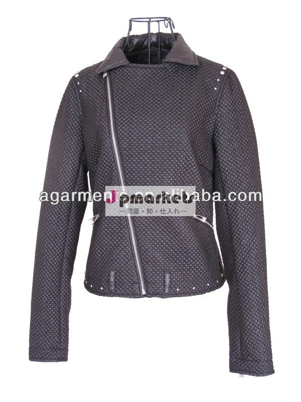 女性ファッショナブルな黒ロング袖のジッパーのジャケット問屋・仕入れ・卸・卸売り