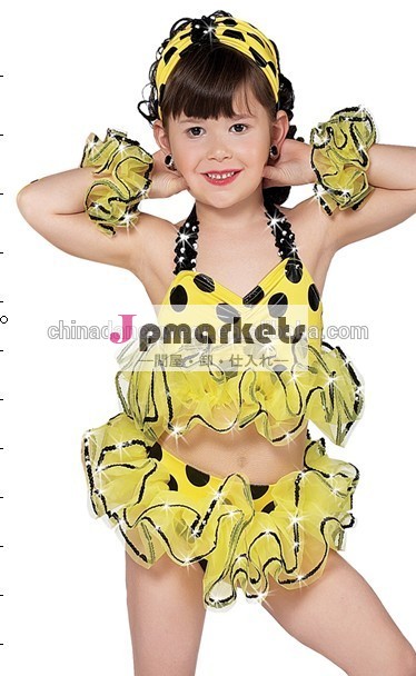 黒と黄色のストレッチスパンデックス用トリコット黄色の子のダンスの衣装問屋・仕入れ・卸・卸売り
