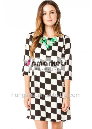 スリーブ3/4checkerprinthsm4110シフトドレス問屋・仕入れ・卸・卸売り