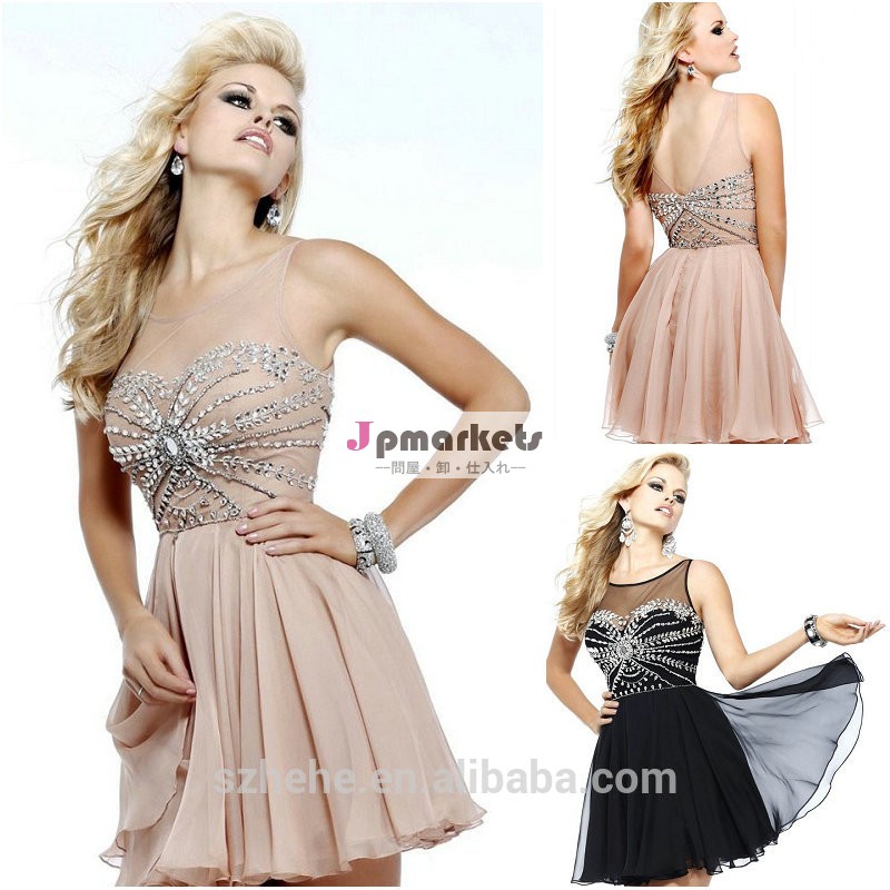 Jm。 bridals送料無料!!! カーキ色のビーズのシフォンラインcy1045ミニ2014年ショートファッションカクテルドレス問屋・仕入れ・卸・卸売り