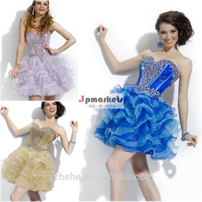 Jm。 bridals送料無料!!! 手作りビーズオーガンザcy081性別ホットカクテルドレス問屋・仕入れ・卸・卸売り
