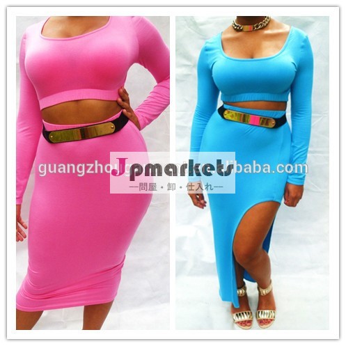 セレブ2014年クラブパーティーカクテルロングスリーブプラスサイズのスカートのセットbodyconbodycon2ピース服夏用バルクドレス安い問屋・仕入れ・卸・卸売り