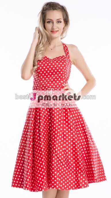 新しい熱い販売の最も安い2014年bestdress50年代の白い点が付いているヴィンテージロカビリードレス赤問屋・仕入れ・卸・卸売り