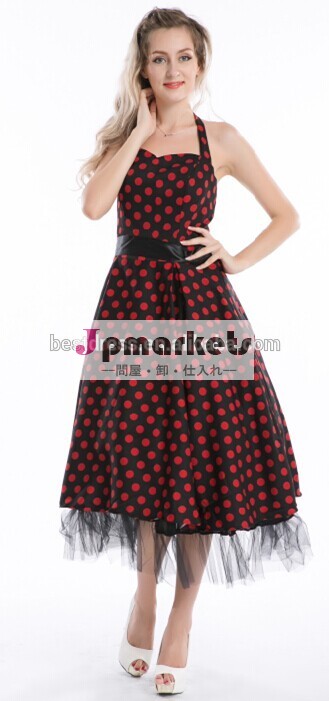 最も安いbestdress2014年熱い販売の新しいヴィンテージレトロ黒赤い点が付いているロカビリードレス問屋・仕入れ・卸・卸売り