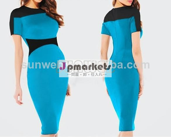 新しいファッション夏のセレブパーティー2014年dresswomen鉛筆のドレスの膝丈の包帯作業着bodyconsv003277スリムカジュアルドレス問屋・仕入れ・卸・卸売り