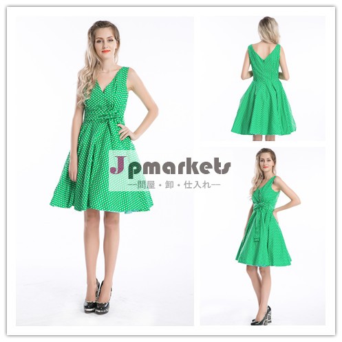 緑の水玉模様walsonbestdressロカビリーピンナップスイングラップの夕方パーティードレス- サイズ824問屋・仕入れ・卸・卸売り