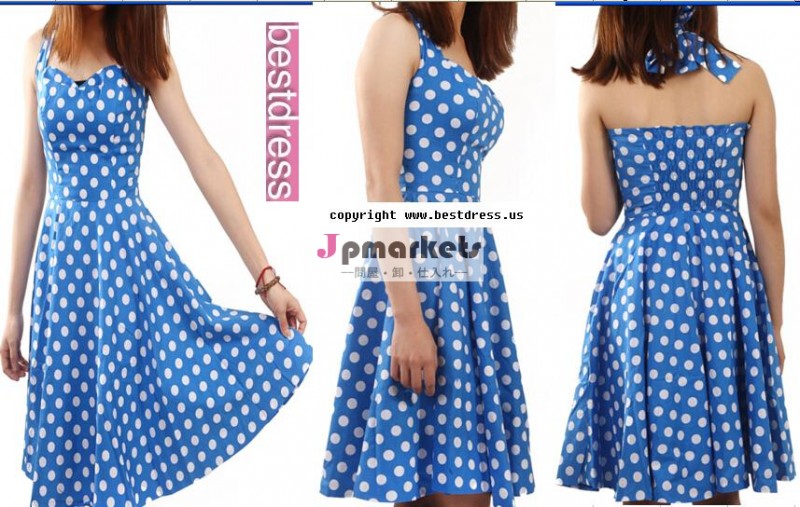 ヴィンテージロカビリードレス2014年bestdress50年代の水玉模様のドレス綿のホルターピンナップドレスプラスサイズ問屋・仕入れ・卸・卸売り