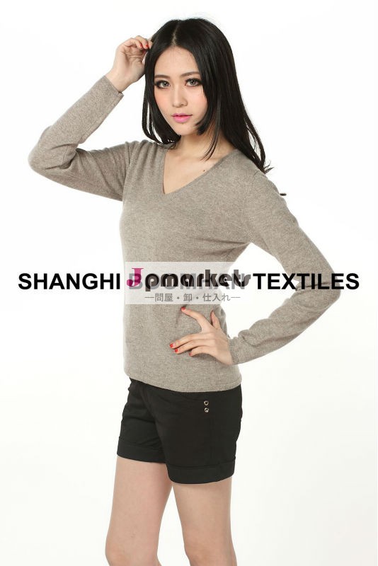 2013100％を持つ女性のためのカシミヤのセーターを編んだv- ネック問屋・仕入れ・卸・卸売り