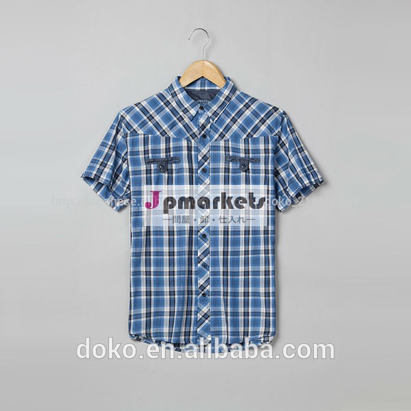新しい到着の2014年綿100％市松ポケット付き半袖tシャツの男性問屋・仕入れ・卸・卸売り