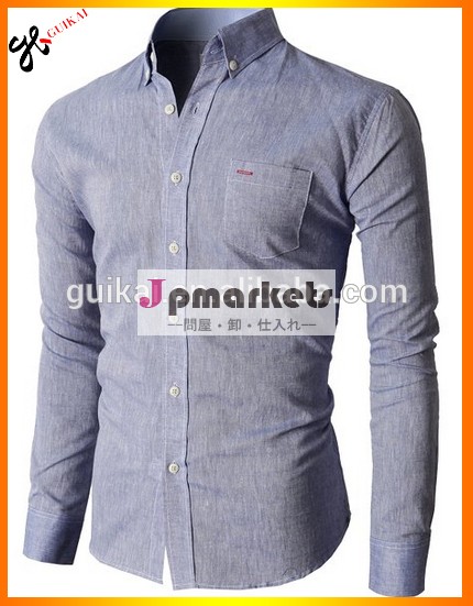 新しいモデル男性用カジュアルシャツスリムフィット、 リネン長袖シャツ、 ヨーロッパのバイヤーの衣類のシャツ問屋・仕入れ・卸・卸売り
