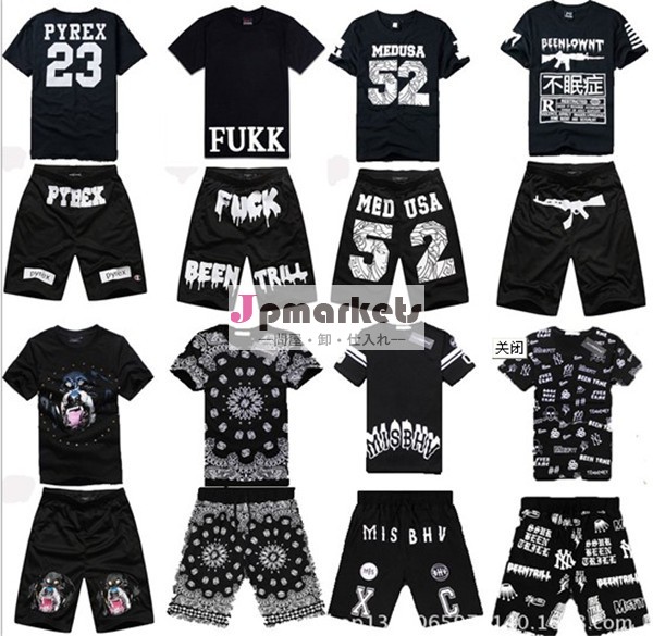 風の動き23カシュー国家ＨＩＰＨＯＰセットの綿の短い袖のt- シャツの男の制服ショーツバンダナ問屋・仕入れ・卸・卸売り