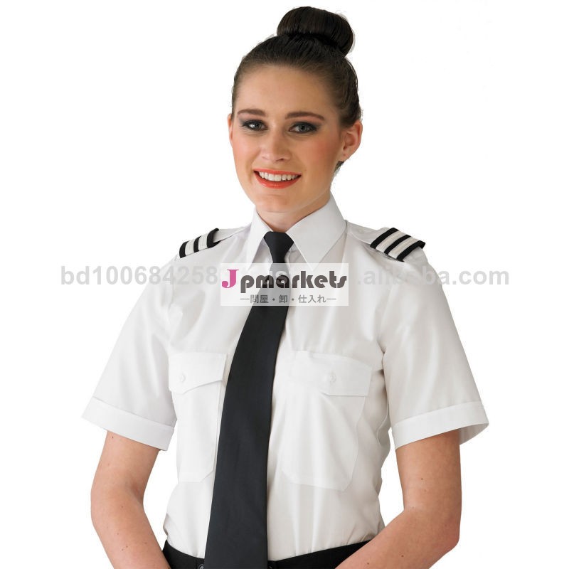 航空会社の制服のパイロットシャツ、 ポリエステル65％綿35％または100％綿問屋・仕入れ・卸・卸売り