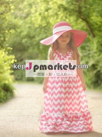 王女の子供の女の子の愛らしい綿ロングマキシドレスシェブロン子供の女の子の服夏用問屋・仕入れ・卸・卸売り