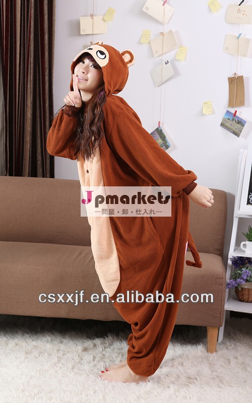 Christmas wholesale soft coral fleece brown onesie/latest style cartoon brown monkey costume for adult問屋・仕入れ・卸・卸売り