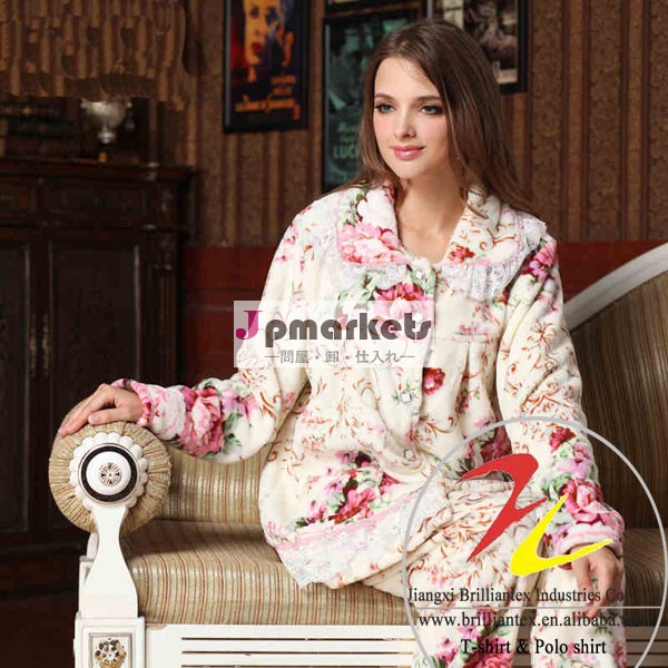 暖かいフリースキルティングを持つ女性のための冬のパジャマ問屋・仕入れ・卸・卸売り